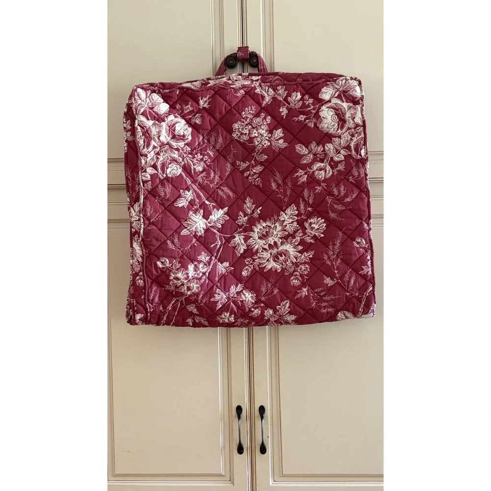 VINTAGE Garment Bag AMERICANA BY SHARIF Cranberry Ivory Floral Toile Quilted